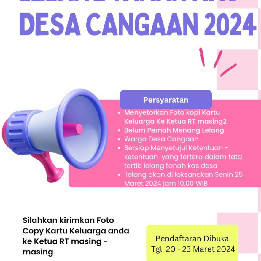 LELANG TANAH KAS DESA CANGAAN 2024 